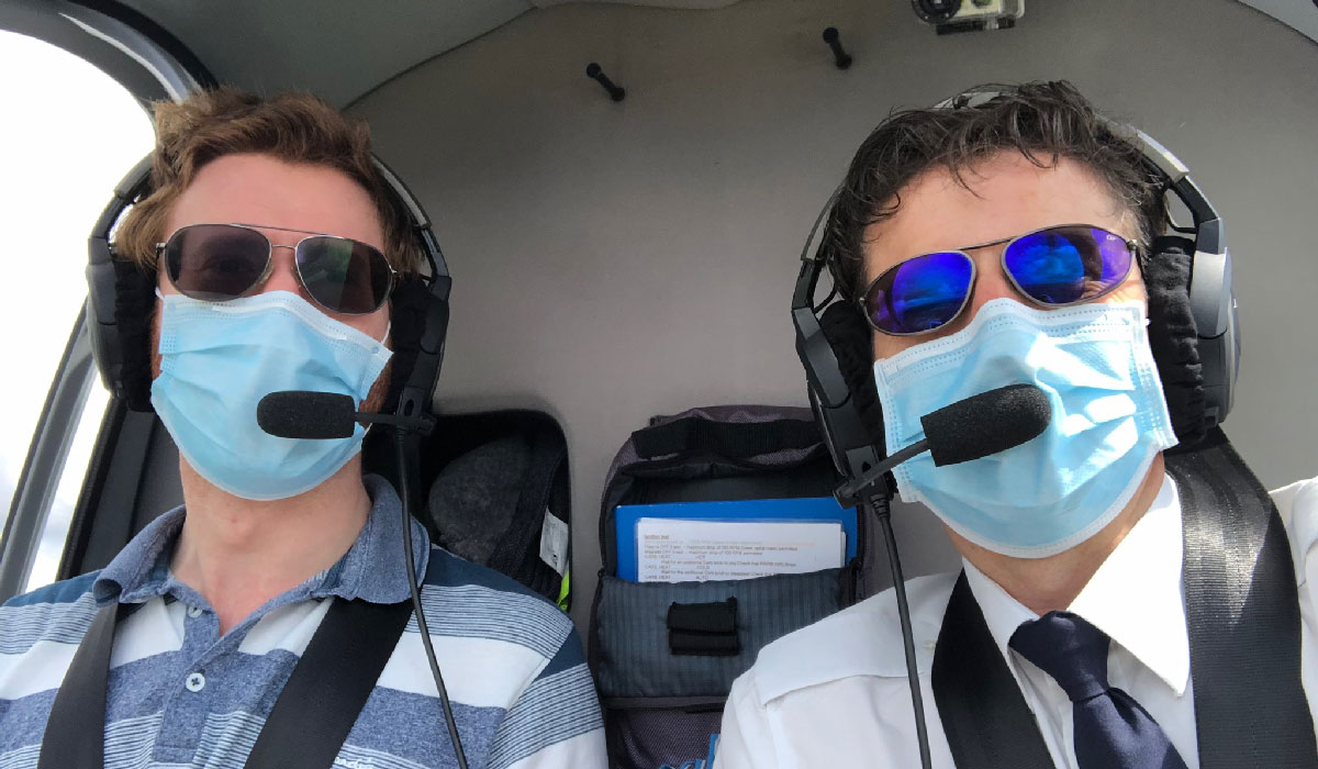 Selfie in helicopter
