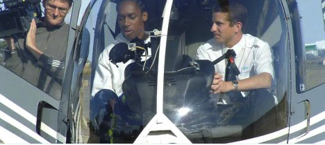 people sitting in helicopter