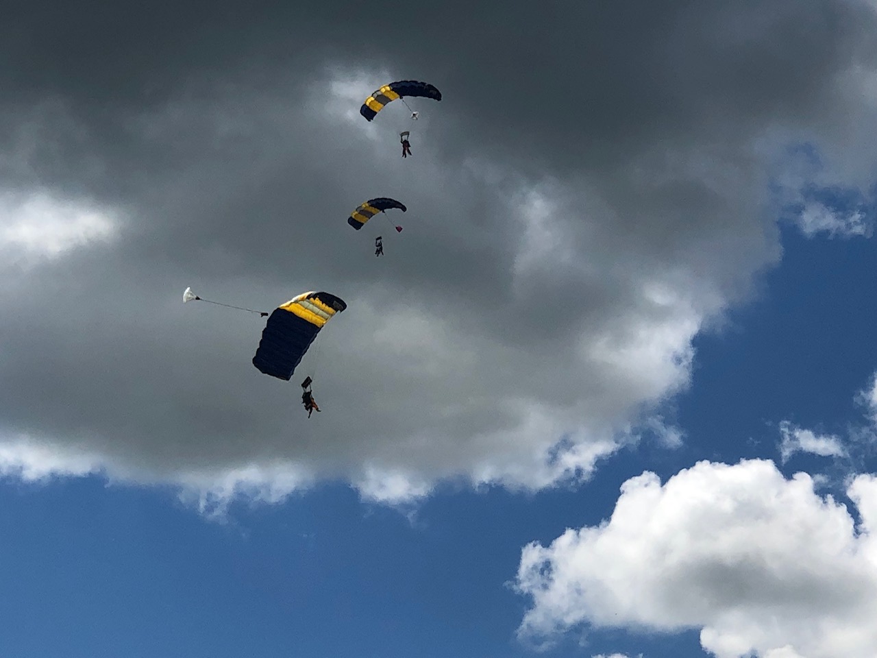 People gliding with parachute